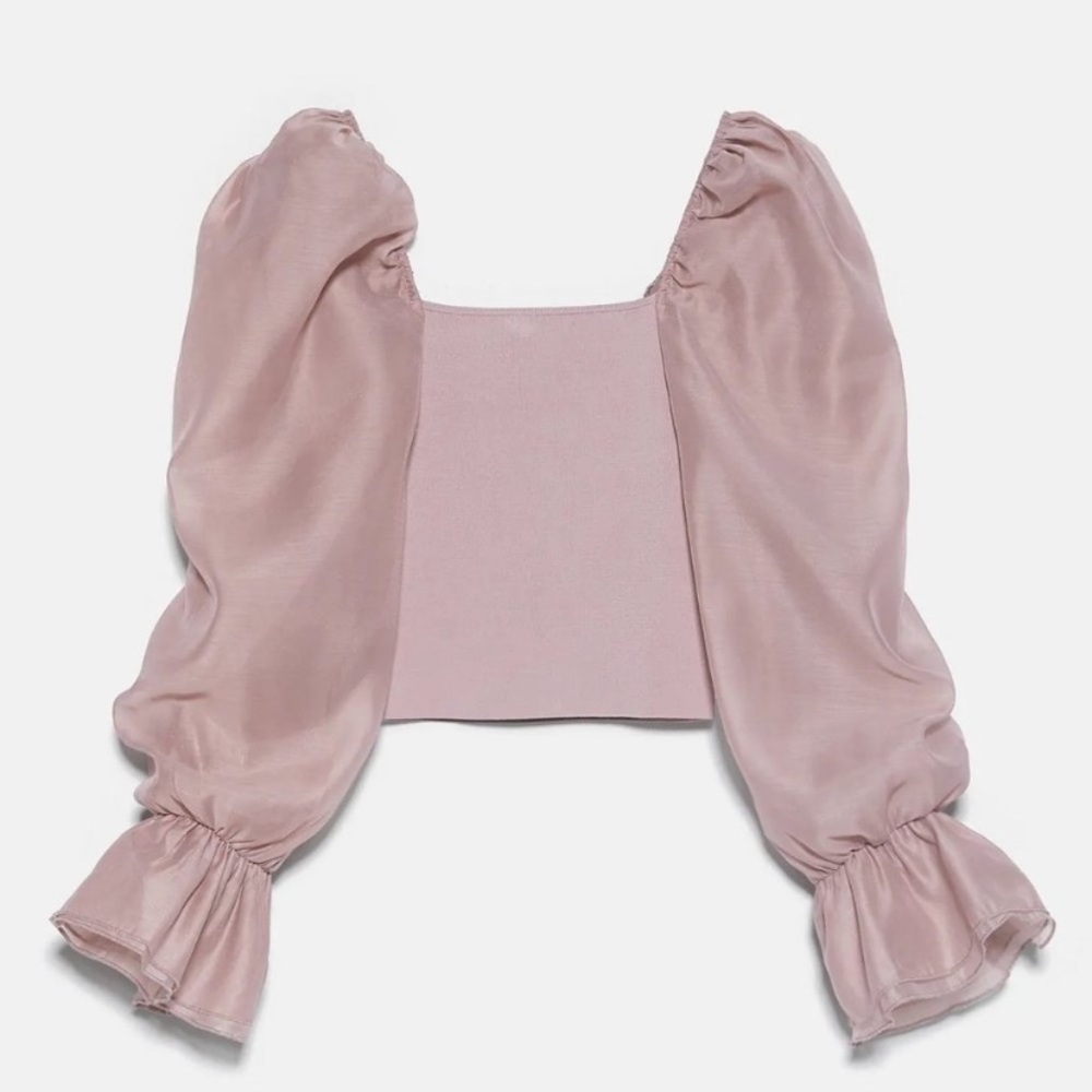 Zara contrasting organza top NWT Small